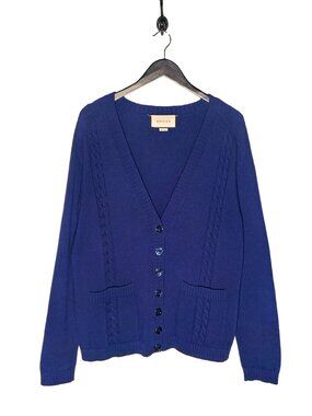 Gucci Cobalt Blue GG Embroidery Wool Cardigan Sweater